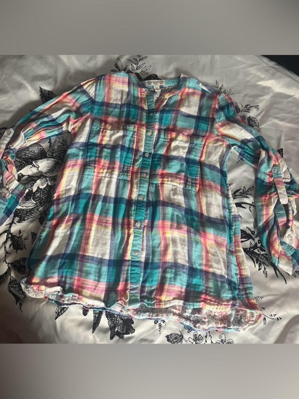 Y2K country plaid button-up flannel shirt